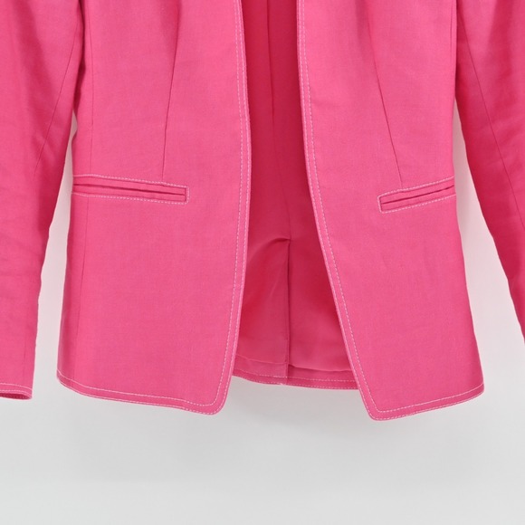 J Crew Womens Going‎ Out Blazer Size 00 Pink Stretch Linen Preppy Barbie AI253 - Picture 11 of 14